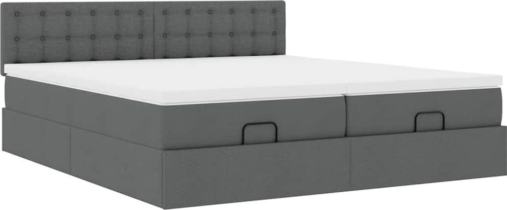 Ottoman-Bett mit Matratzen Dunkelgrau 200x200 cm Stoff