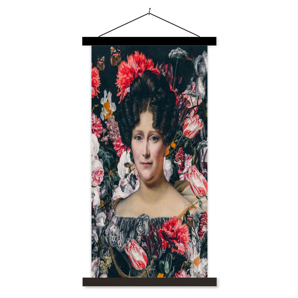 MuchoWow Textilposter Malerei - Blumen - Dubois Drahonet 90x180 cm mit schwarzem Rahmen - Dekoration Wohnzimmer