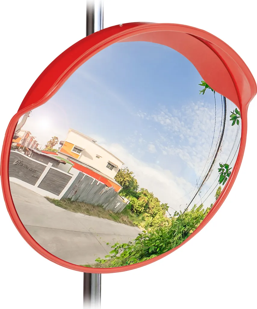 Miroir routier de signalisation 60 cm rouge pour carrefour et parking