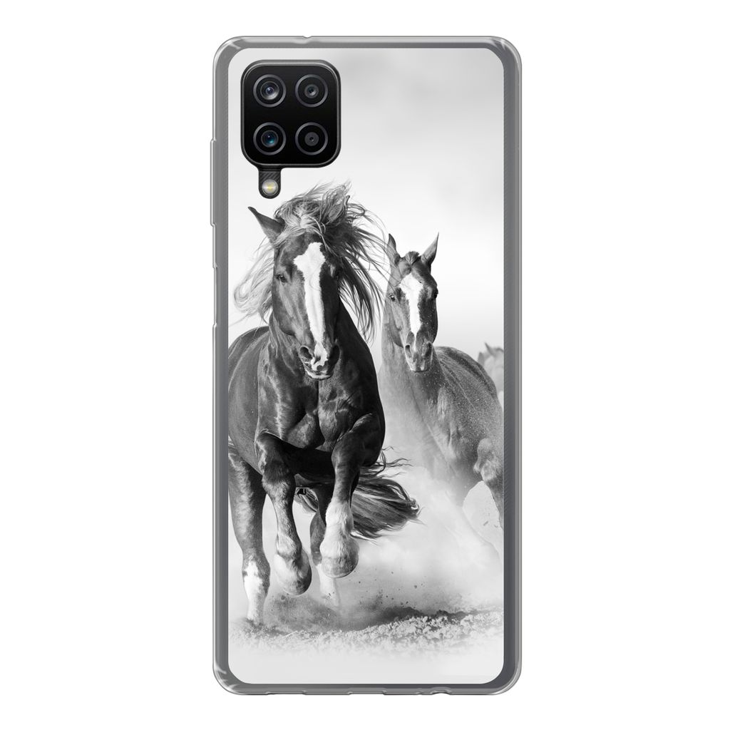 MuchoWow Handyhülle Schutzhülle Hülle für Samsung Galaxy A12 Pferde - Tiere - Illustration Silikon Softcase Handy Hülle - Bild