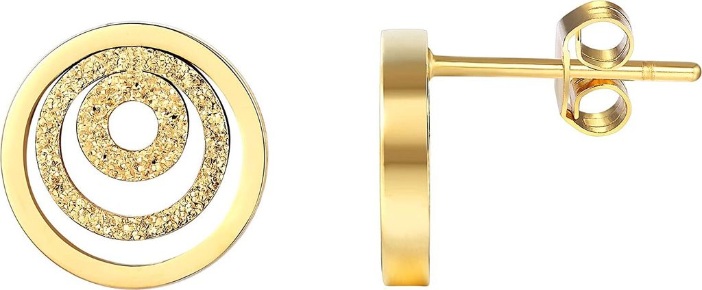 Karisma Damen Edelstahl Ohrstecker 3 Kreisen Liebe Farbwahl EQD102 - Roségold