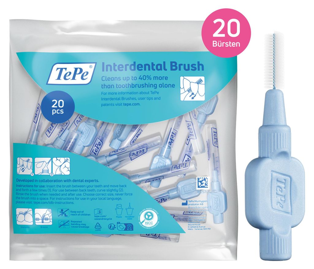 20-Pack TePe Interdentalbürsten Extra Soft Blau, ISO-Größe: Produktbild 