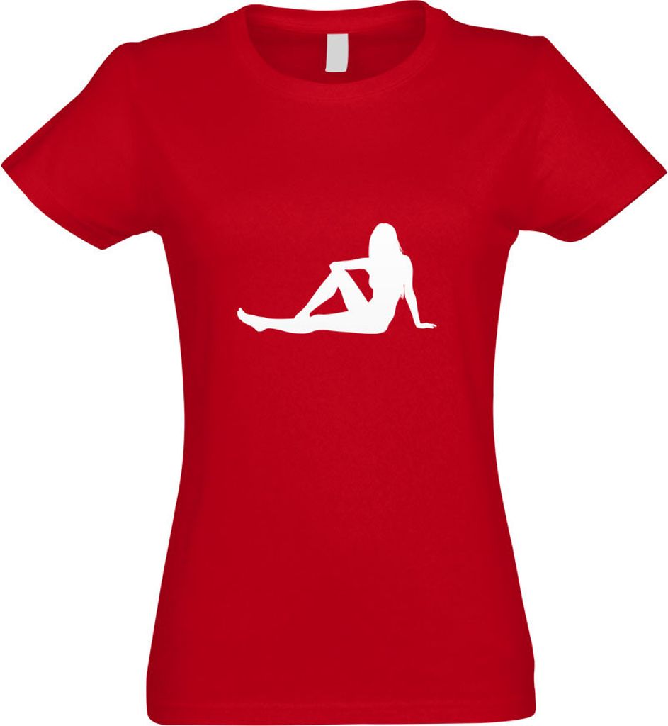 Kiwistar - T-Shirt tailliert - Damen - rot - y Girl sitzend - mit Motiv Bedruckt - Funshirt Design - Sport - Freizeit - Damen - L