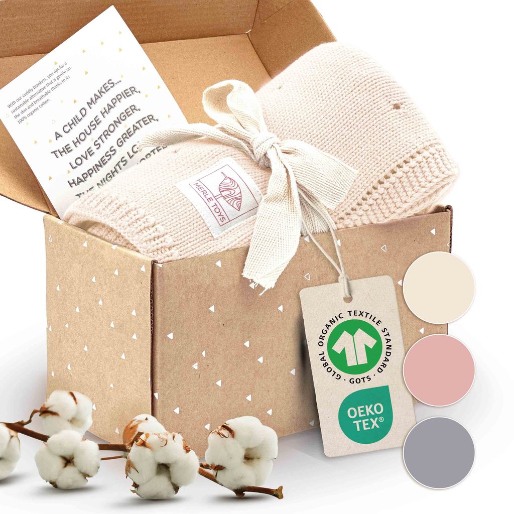 Merle Toys Strickdecke Baby mit Lochmuster aus 100% Baby Baumwoll Decke, Baby Decke Baumwolle, Neugeborenen Decke Baby, Babydecke Baumwolle weiß