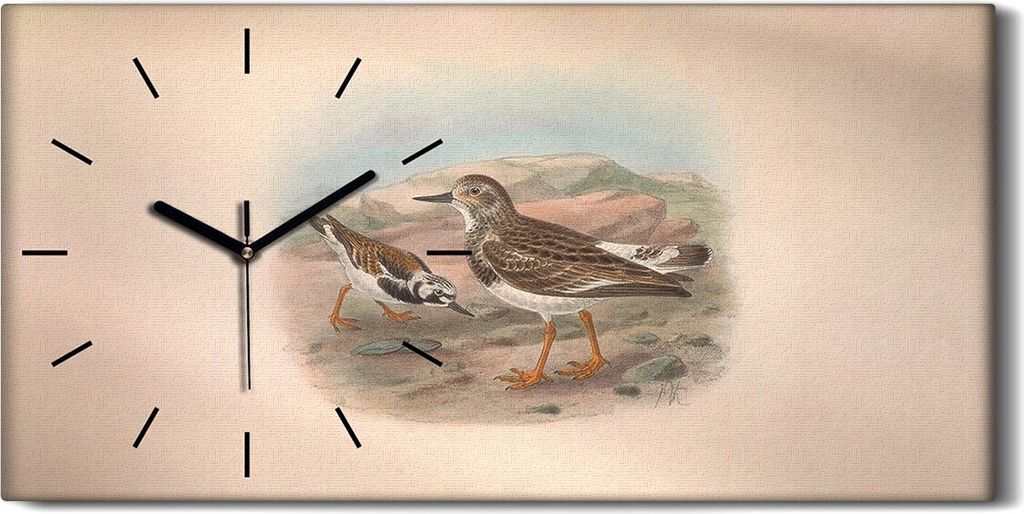 Leinwand Uhr Küche Wohnzimmer Bild 60x30 Vögel Wild Tiere Zeichnung Kunst - schwarze Hände