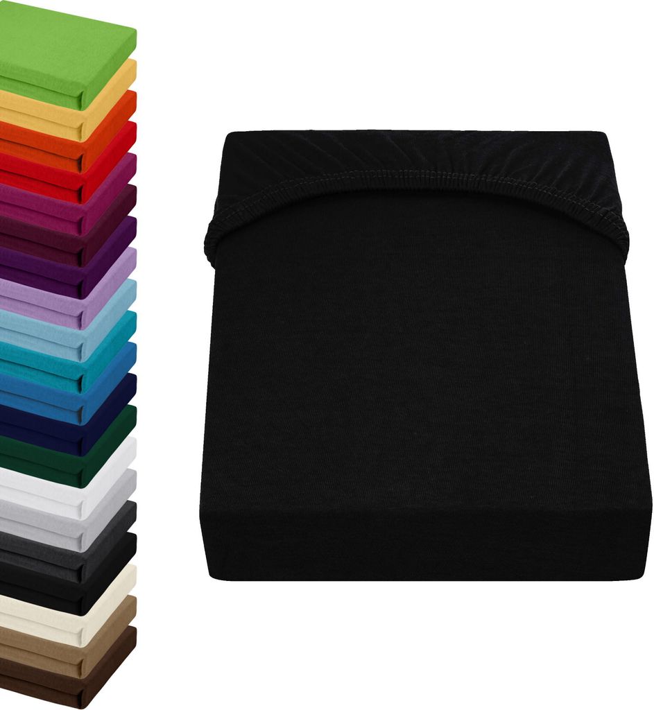 Jersey TOPPER Spannbettlaken 90x200-100x200cm Spannbetttuch für Boxspringbett-Topper Matratzen 100% Baumwolle, Farbe: Schwarz