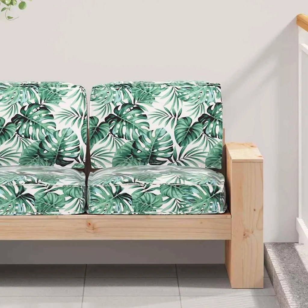 vidaXL Ensemble de 2 coussins de palette à motif feuilles vertes en Oxford