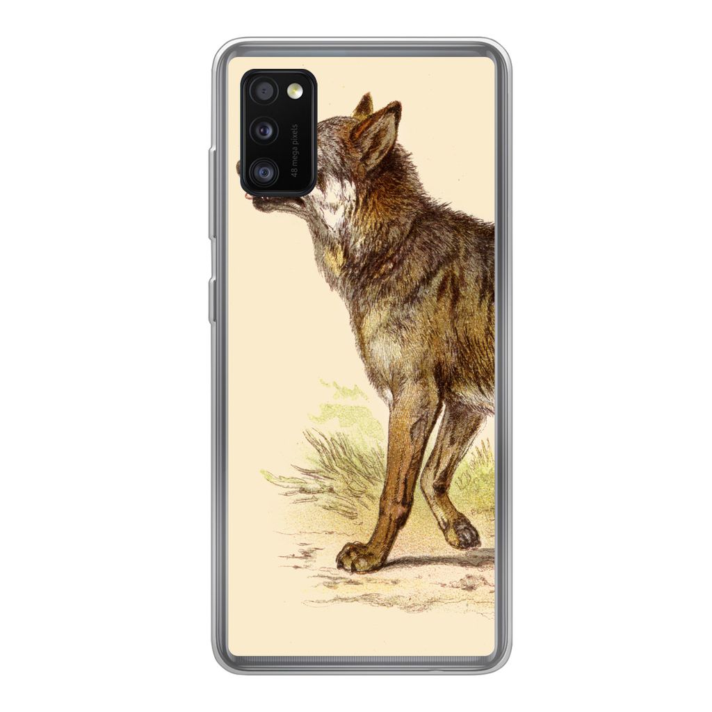 MuchoWow Handyhülle Schutzhülle Hülle für Samsung Galaxy A41 Wolf - Raubtier - Pflanzen Silikon Softcase Handy Hülle - Mobiltelefon