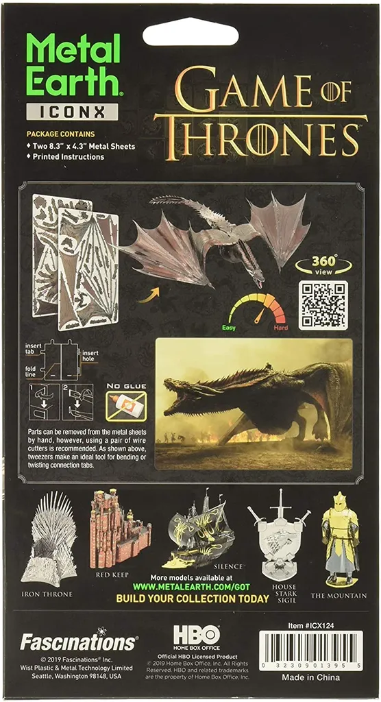 Puzzle Métal 3D Game of Thrones Drogon Objet Déco Geek à Construire