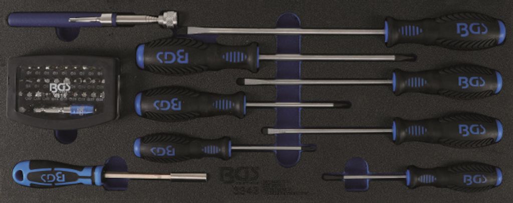 BGS 3343 Schaumeinlage für Art. 3312: Schraubendre her, Bitsatz und Magnetheber, 41-tlg.