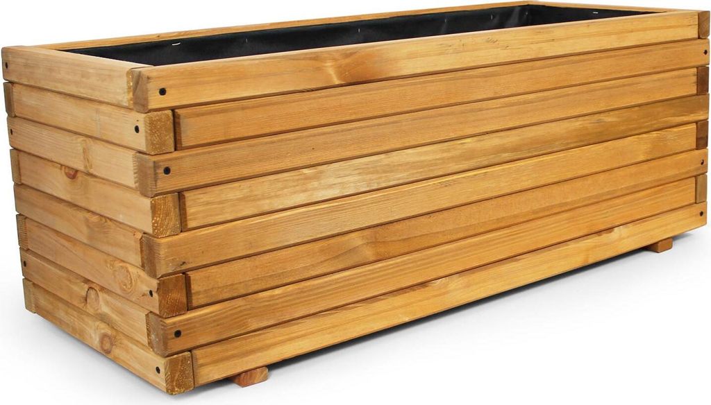 Pflanzkasten Holz mit Vlies 180x42x38cm naturbraun - XXL Produktbild 2