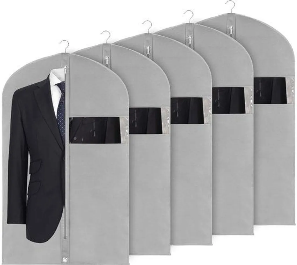Sacs de rangement vêtements anti-poussière 60x101 cm gris respirants x5
