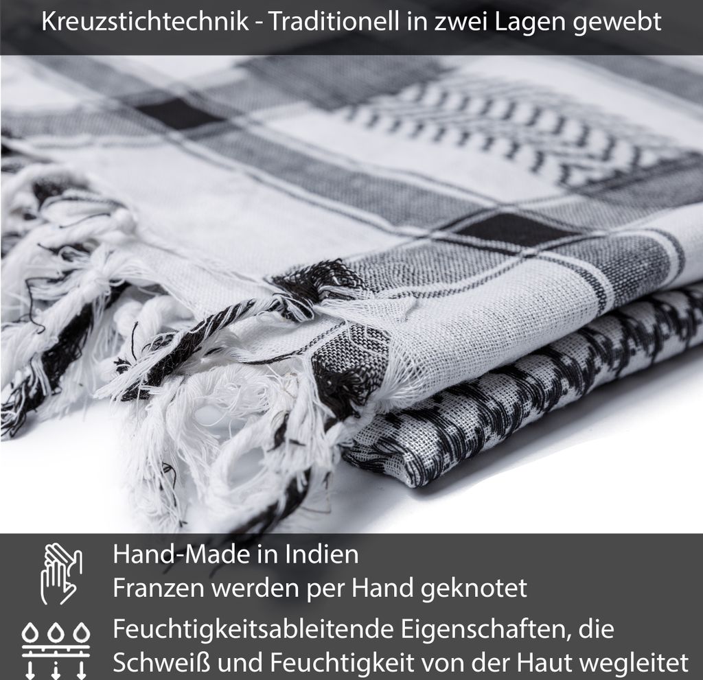 Palästinensertuch Shemagh Kufiya in Weiß Schwarz Produktbild 3