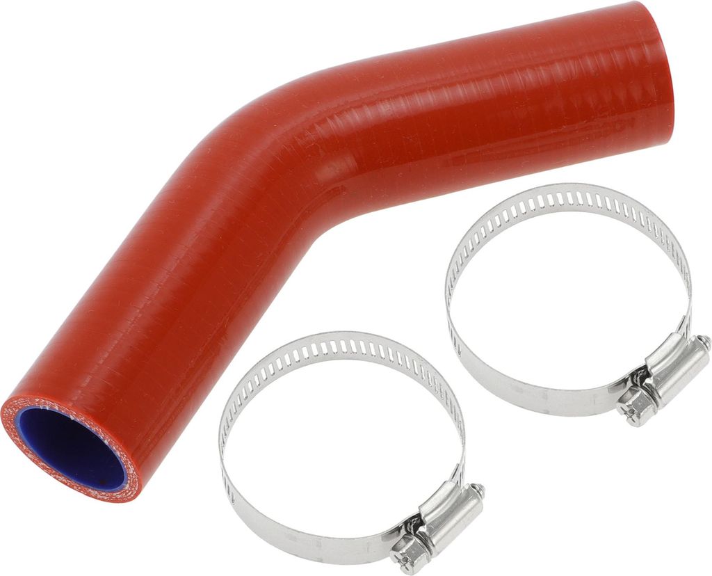 1 Satz 30mm/1,18" ID 102mm/4,02" Länge 45 Grad Rot Blau Auto Silikonschlauch mit Schellen Kühlmittelschlauch Universal