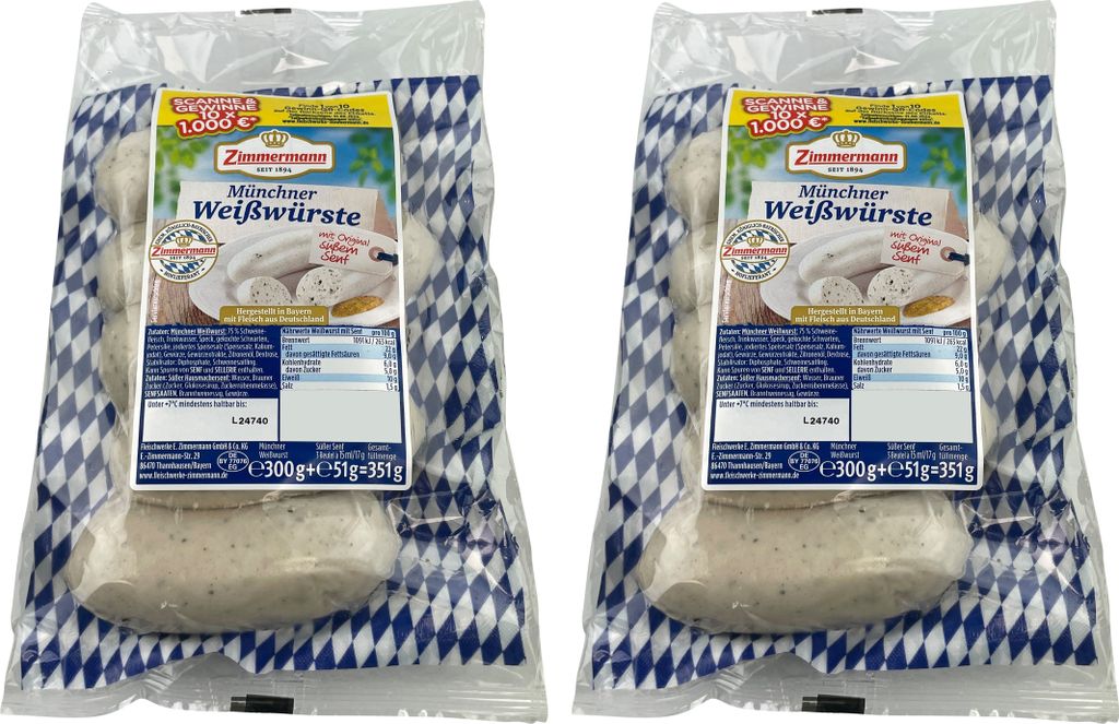 Food-United Weißwürste mit süßen Senf 2x351g als Set, Produktbild 