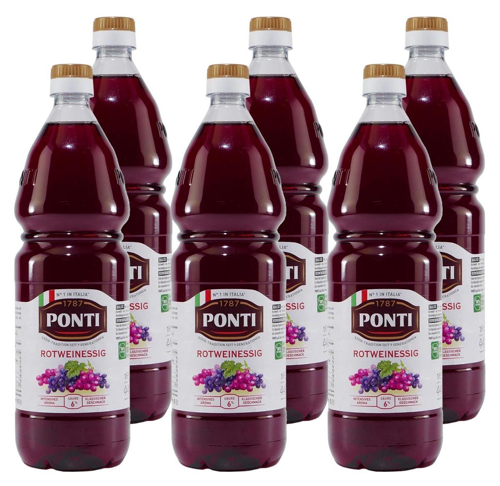 Ponti Rotwein-Essig 6% Säure (12 x 1,0L) Produktbild 
