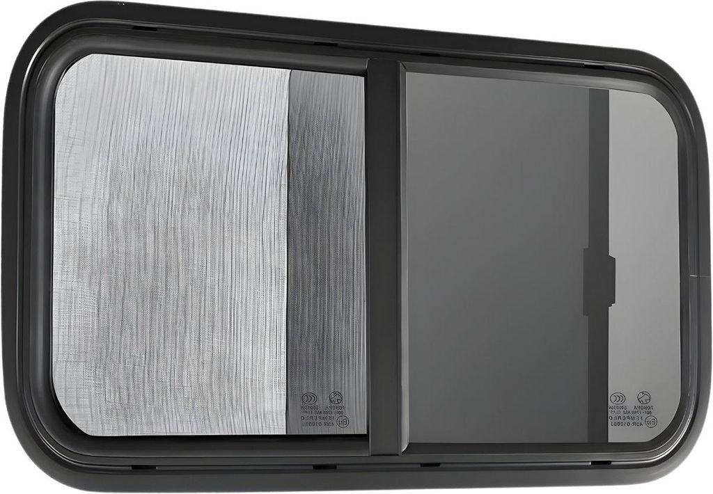 RV Schiebefenster 82 cm – Camper Fenster mit Fliegengitter & getöntem Glas – Aluminium Schwarz
