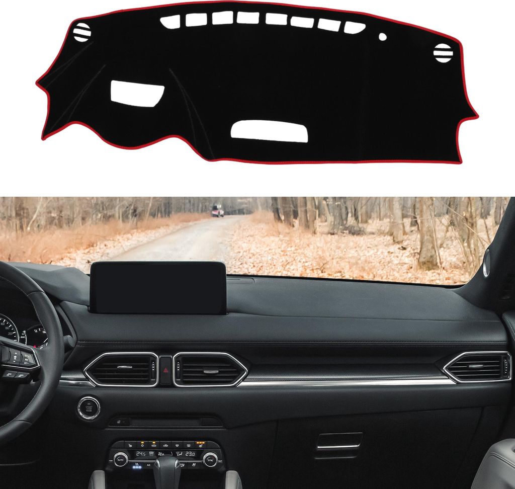 Armaturenbrett-Abdeckung, rutschfeste Armaturenbrett-Teppichmatte für Mazda CX-3 2016-2022, Polyester, Schwarz Rot