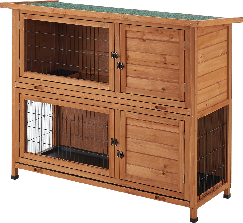 Clapier pour lapins Falkenau 104x122x50 cm en bois de sapin robuste