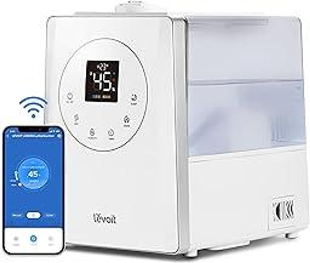 Levoit Smart Luftbefeuchter für große Räume, Top-Fill Humidifier, Warm&Kalter Nebel max 550 ml/h, bis 40-70m², leise Raumbefeuchter mit Nachtli...