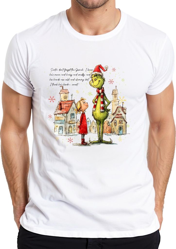 Santa Don't Forget The Grinch Cindy Lou Who Weihnachten grün Herren T-Shirt, Weiß, L