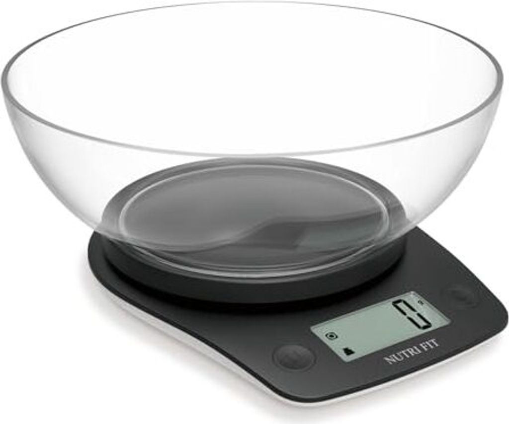 Nutri Fit Digital Food Scales 2L Bowl, 5,0 kg Küche Kochen Backunzen Gramm, 4 Einheiten 0,1 Unzen/1 g Präzision, großes LCD -Display, Schwarz