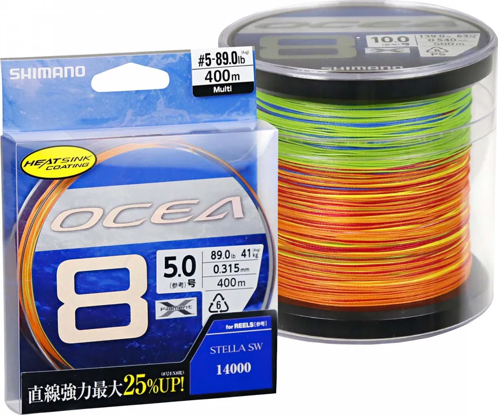Tresse de Pêche Shimano Ocea Braid Multicolore 8 Brins Haute Résistance