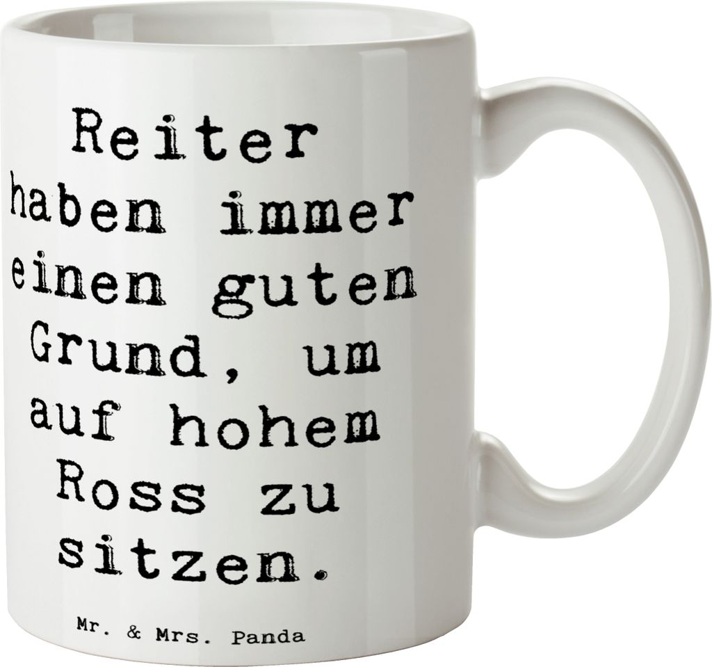 Mr. & Mrs. Panda Kaffeetasse Spruch Reitsport Stolz - Weiß - Geschenk, Sportler, Teamsport, Freizeitaktivität, kaffeebecher keramik, Pferdesport,...