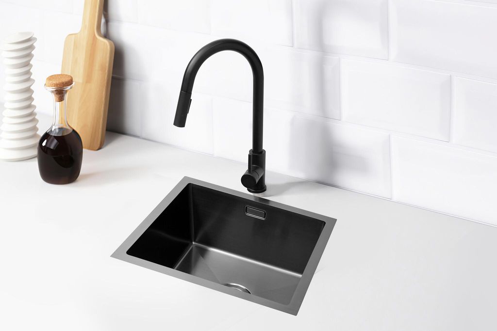 Spoelbak - Schwarz - 44,5 cm, 50 Watt, Edelstahl