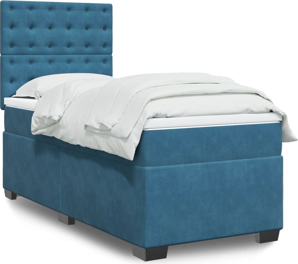 "2026 Promotion" Boxspringbett mit Matratze - Blau 100x200 cm - Samt - Polsterbett CC15176