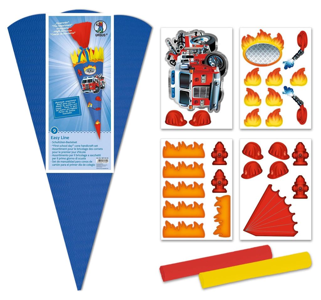 URSUS Schultüten-Bastelset Easy Line "Feuerwehr", 6-eckig