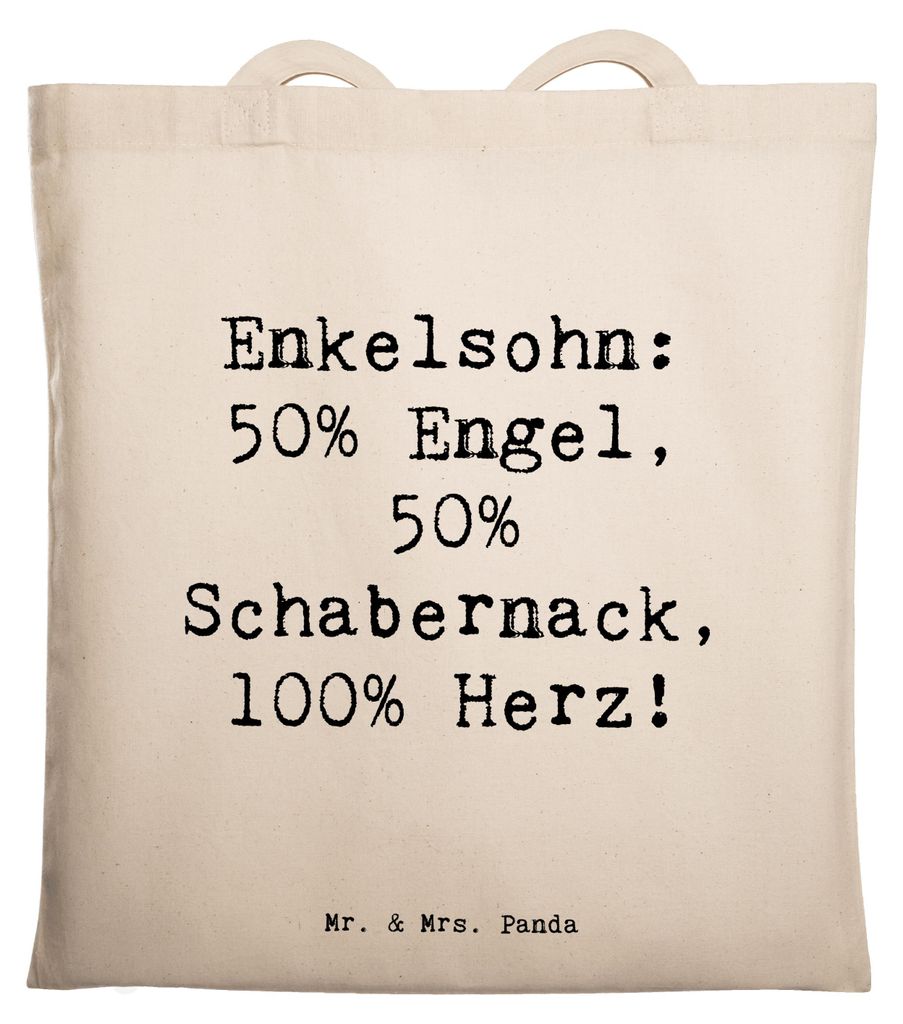 Mr. & Mrs. Panda Beutel Spruch Enkelsohn Herz - Transparent - Geschenk, Einkaufstasche, Familie, persönliche Erinnerungen, Beziehung, Freude, Tasc...