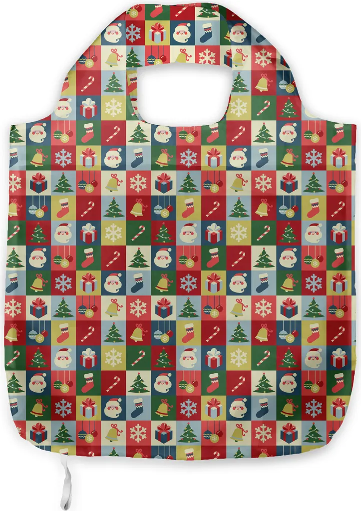 ABAKUHAUS Borsa natalizia in tessuto, Santa Surprise Boxes, pratiche borse per la spesa quotidiana, multicolore