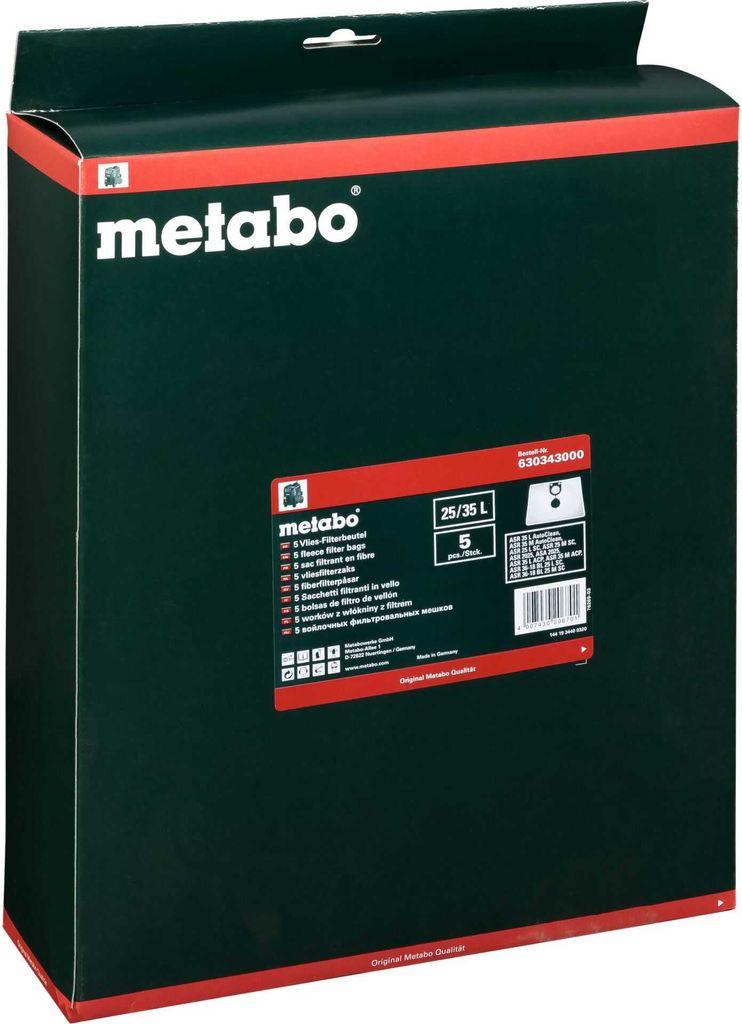Metabo 5 sacchi filtranti in pile-M 25-35l Immagine del prodotto 