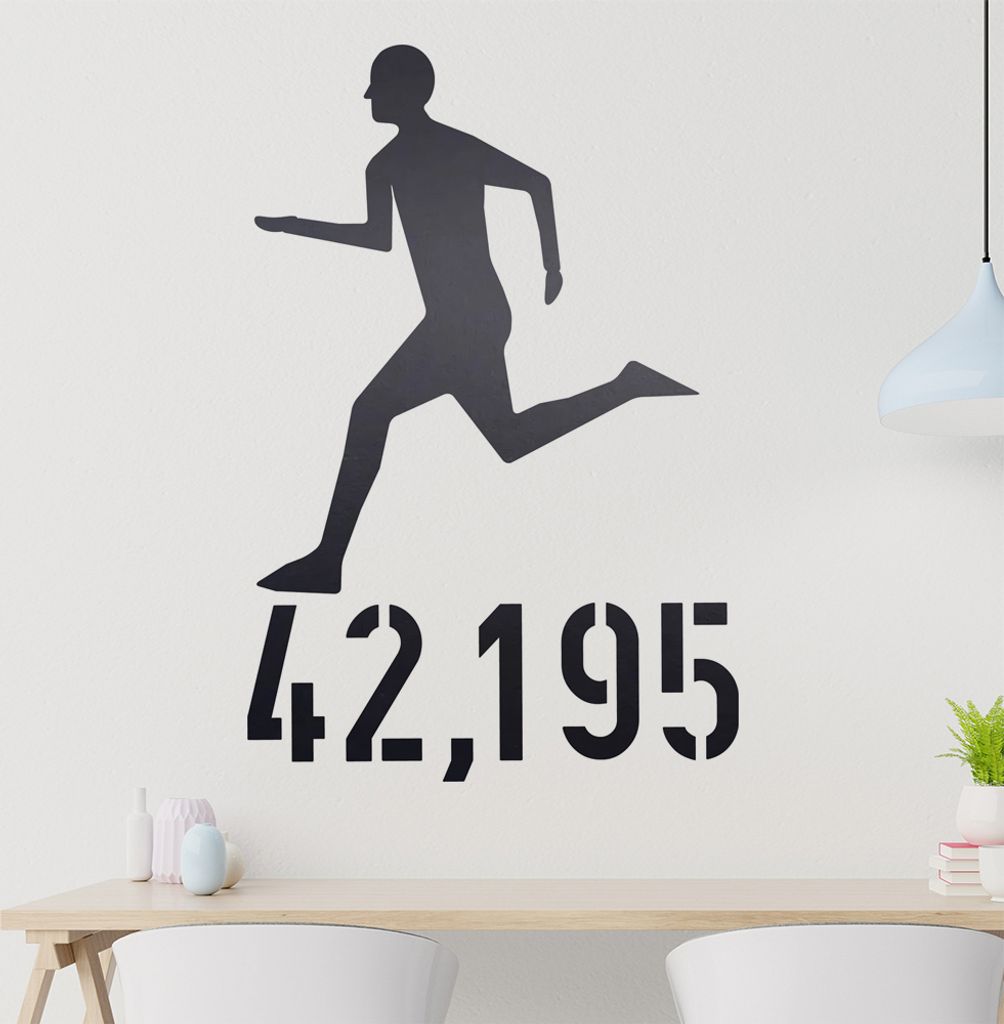 42,195 run Läufer Wandtattoo in 6 Größen - Wandaufkleber Wall Sticker - Dekoration, Küche, Wohnzimmer, Schlafzimmer, Badezimmer