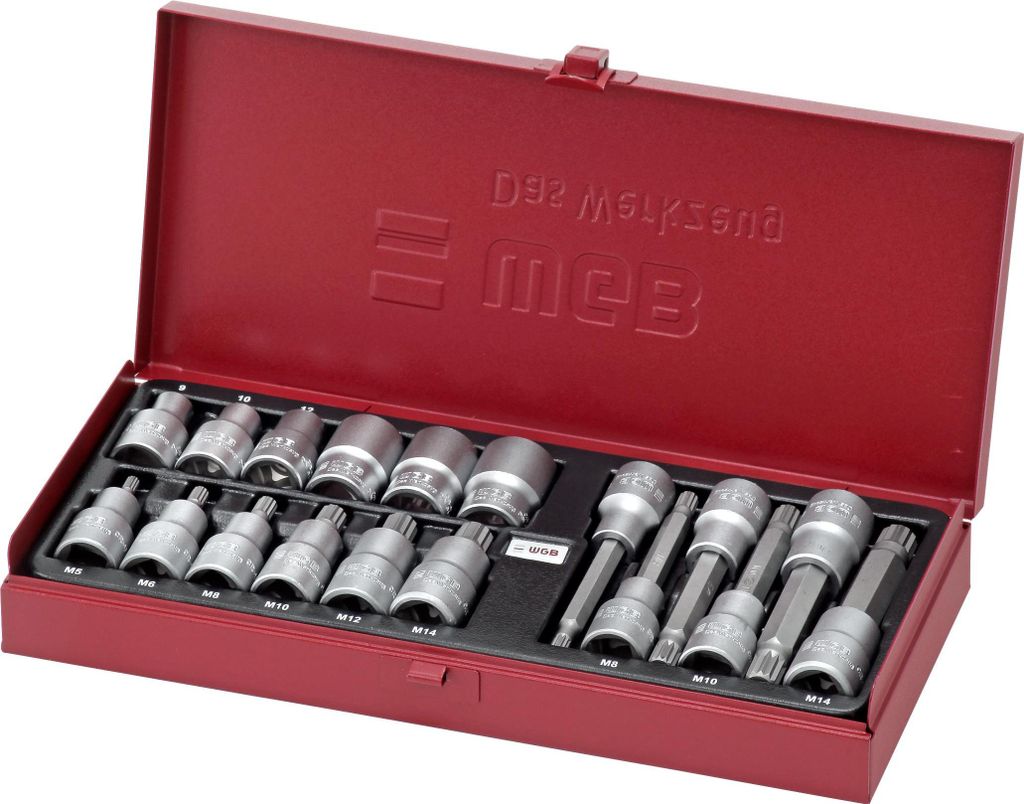 WGB XZN Steckschlüsseleinsätze 18-tlg. 12,5mm (1/2") aus Chrom-Vanadium