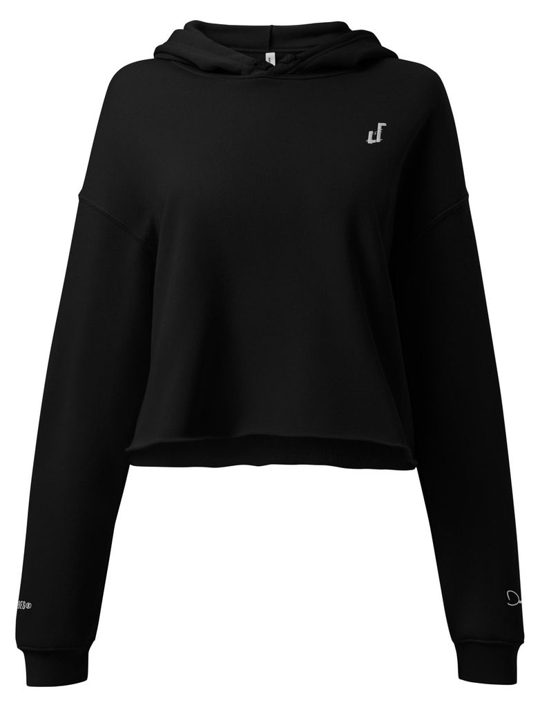 DECALVIBES Crop Hoodie Kapuzenpullover Basic Signature Back - Schwarz , S