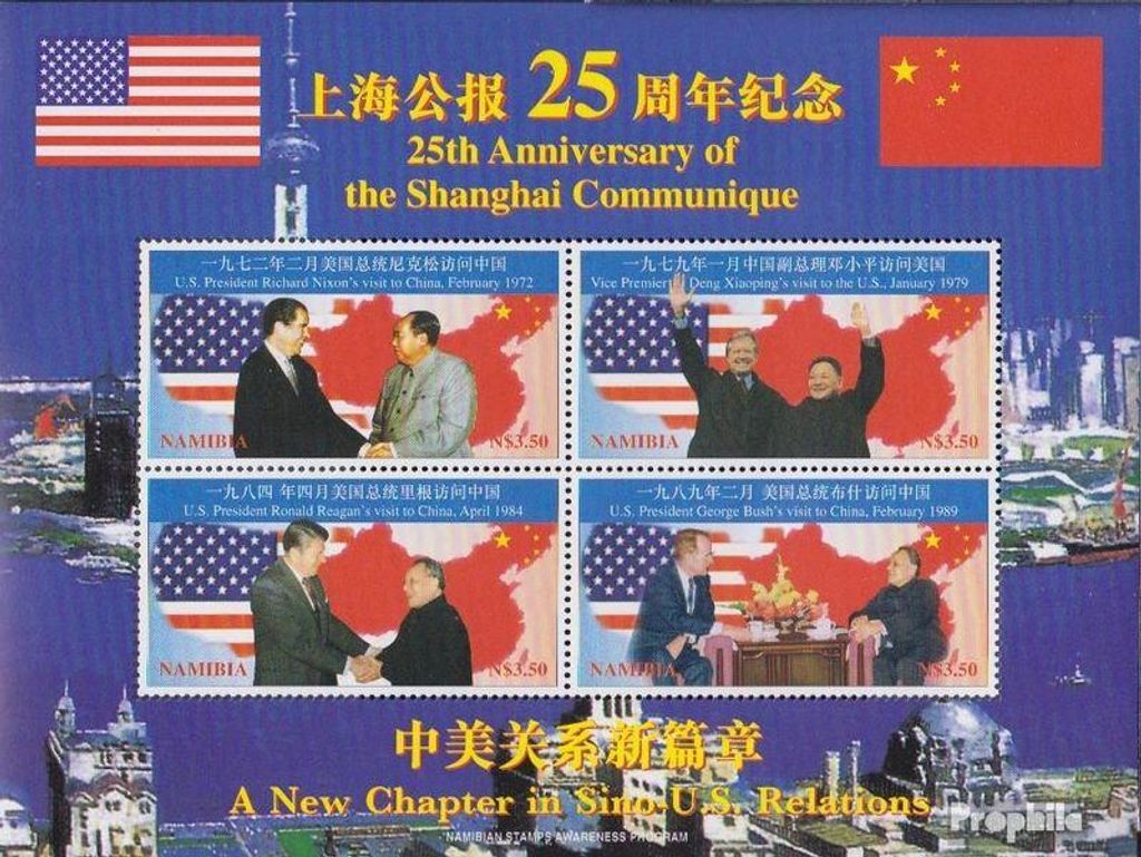 Briefmarken Namibia - Südwestafrika 1997 Mi 897-900 Kleinbogen (kompl.Ausg.) postfrisch Communique Shanghai