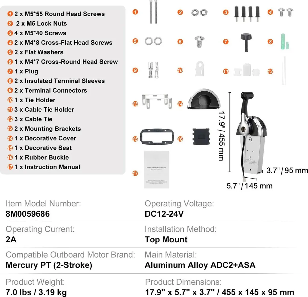 Commande d'accélérateur bateau anti-blocage pour câbles longs Mercury - 2