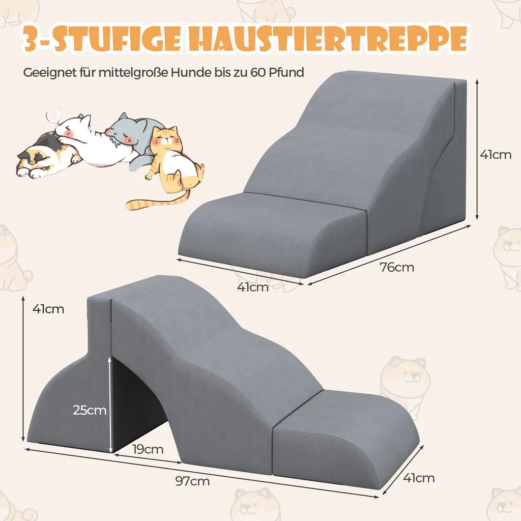 Escalier pour chien pour canapé et lit - Aide à la montée mousse - 7