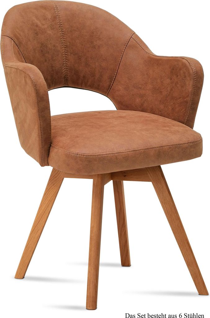 Armlehnstuhl (6er-Set) Dolly 59x87x61 Eiche geölt/Cognac