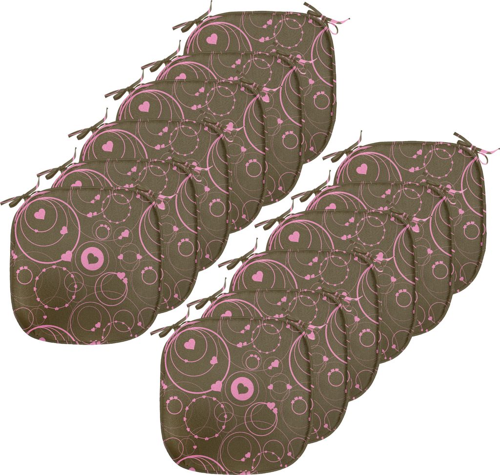 ABAKUHAUS Herzen Polster für Esszimmerstühle, Valentinstag Kreise, Dekoratives wasserfestes Kissen mit Riemen für Küchensitze, 40 cm x 40 cm-12...