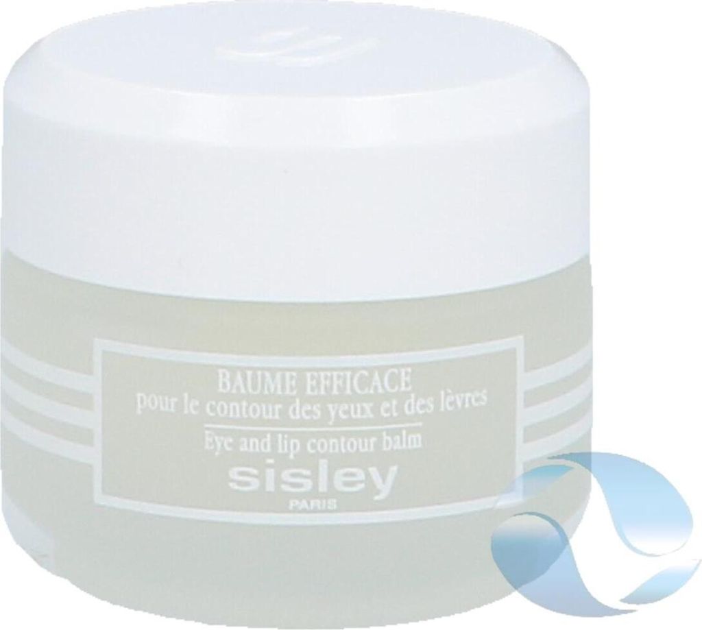 A white jar of Sisley eye and lip contour balm on a white background.