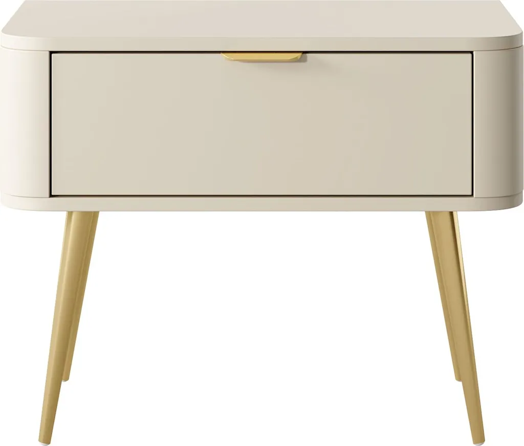 Table de chevet beige avec tiroir Selsey OVAL 63cm - Meuble de Chambre