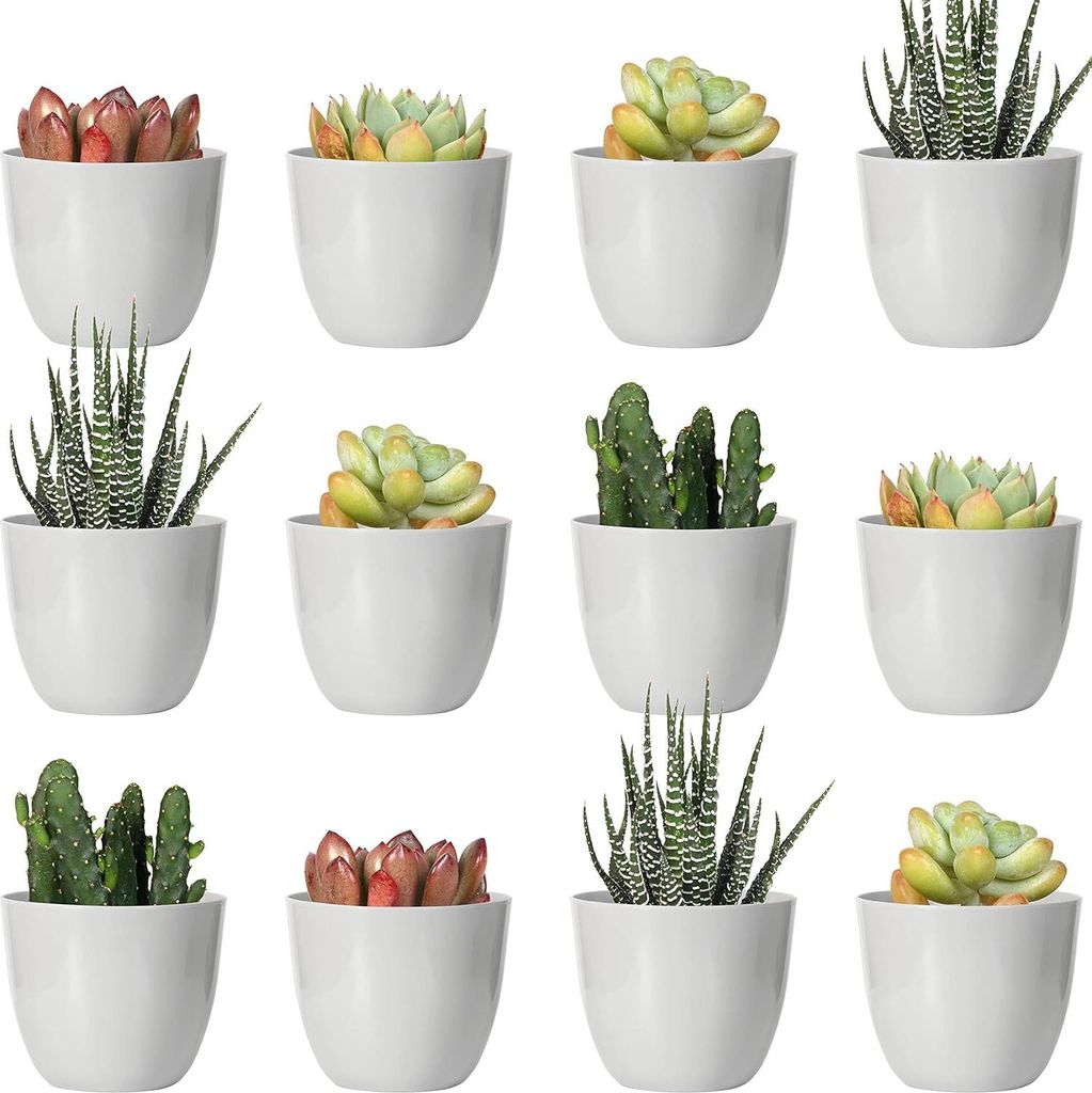 Set von 24 Kunststoff-Pflanzenbehältern - mit Drainagelöchern - leicht und langlebig