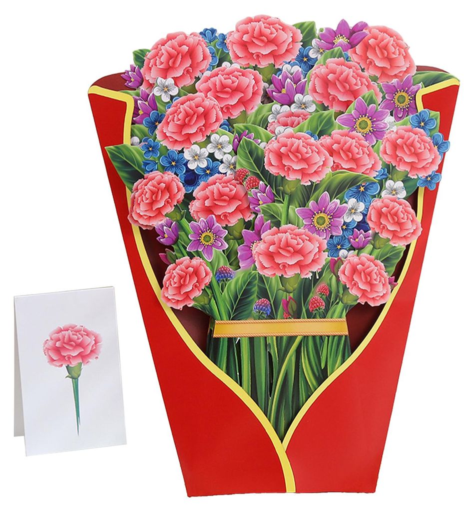3D-Blumenstrauß-Pop-up-Karte in Lebensgröße mit Rosen-, Dahlie-, Tulpen-, Hortensien- und Nelkenstrauß – Grußkarte für Frauen, Mütter, Ehe...