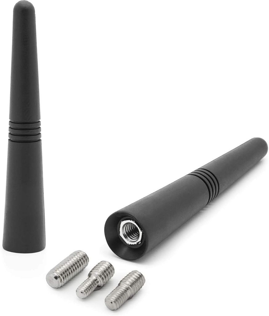 9cm Autoantenne Kurz Stab Stabantenne Dachantenne Universal Alu TPU Antenne Auto KFZ Dach 16V AM FM DAB Radio mit 3 Adapter M4 M5 M6 Gewinde