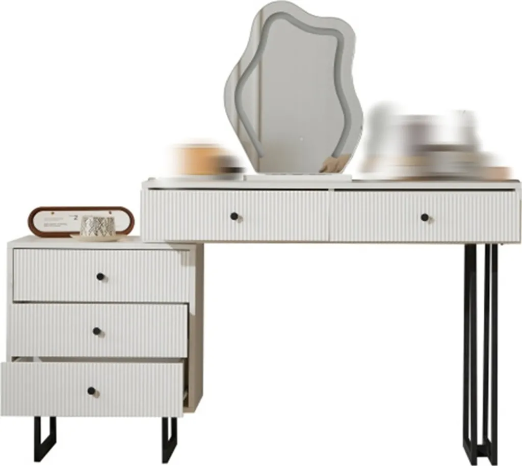 Coiffeuse Miroir LED Tactile Intensité Variable avec Plateau Extensible - 13