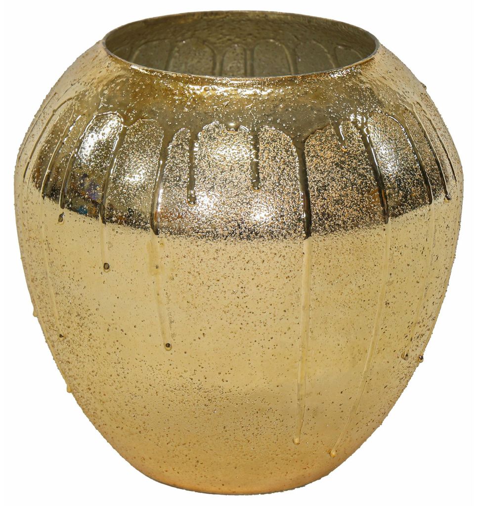 Vase Oman Drip - gold - Glas - Tropfeffekt - D31 x H31 cm - Blumenvase