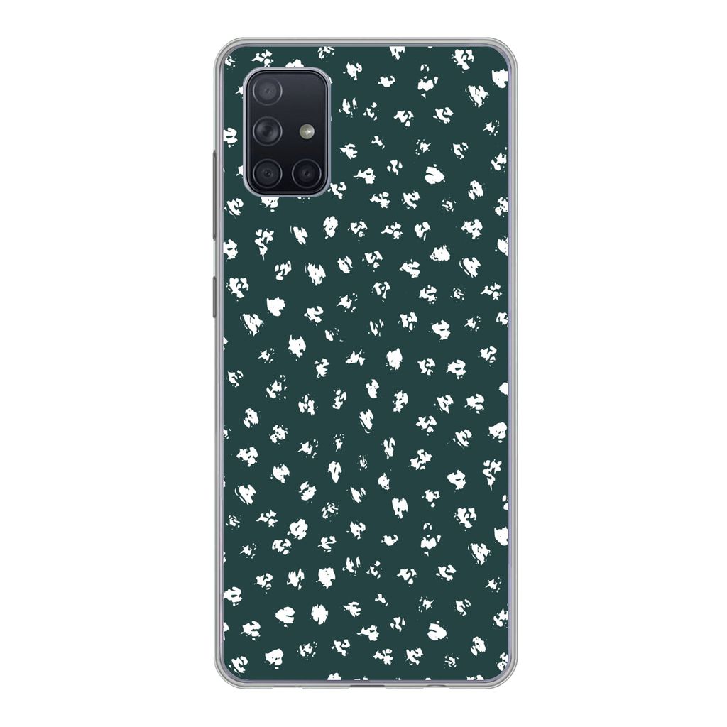 MuchoWow Handyhülle Schutzhülle Hülle für Samsung Galaxy A71 Polka dots - Weiß - Grün Silikon Softcase Handy Hülle - Kartenbesitzer